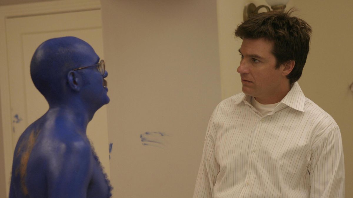 David Cross painted in blue and Jason Bateman in Arrested Development