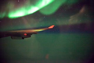 Northern lights airplane shot