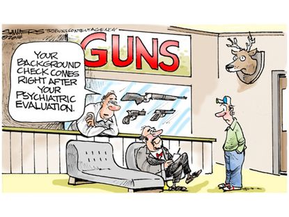 Editorial cartoon gun rights background check