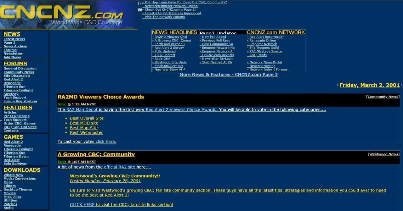 Command &amp; Conquer fansite CNCZ in 2001