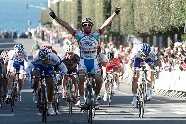 Roberto Ferrari (Androni Giocattoli) celebrates his win