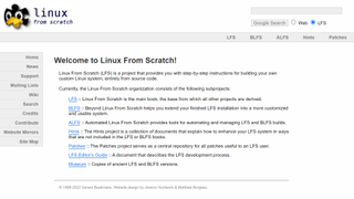 Website screenshot of Linux From Scratch