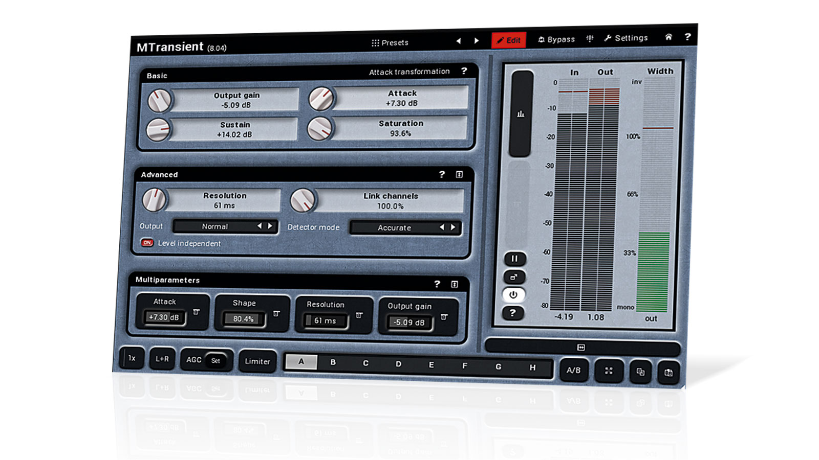 The Edit screen hosts two main parameter panes: Basic and Advanced