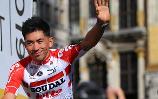 Caleb Ewan wears the new Soudal Lotto jersey