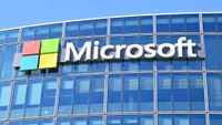 This photograph shows the logo of Microsoft displayed on the facade of the company France headquarters in Issy-les-Moulineaux, on the outskirts of Paris, on April 24, 2026. (Photo by Martin LELIEVRE / AFP via Getty Images)