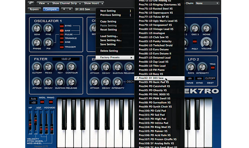 Selecting a preset