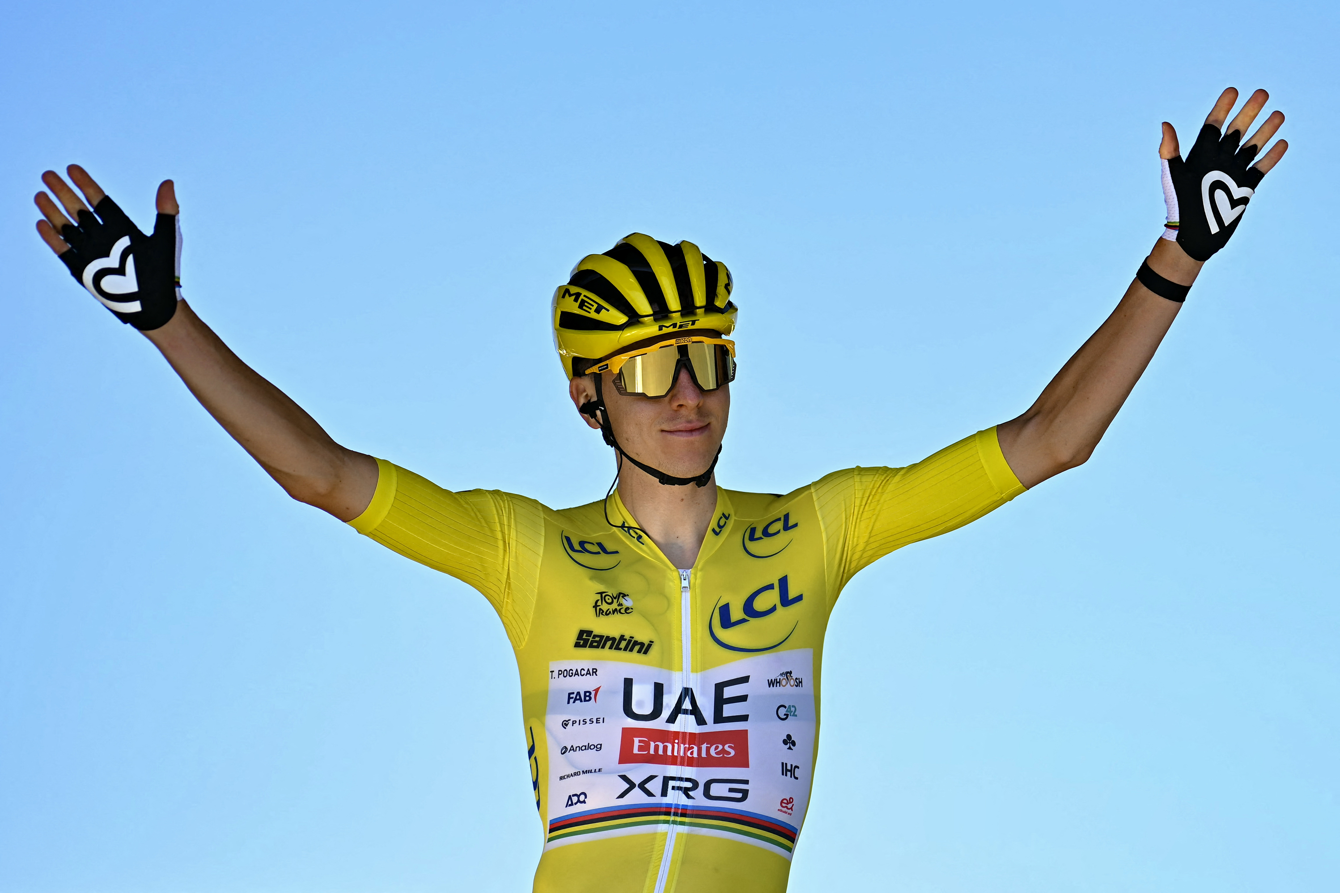Tadej Pogačar in yellow at the Tour de France