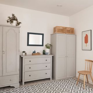 room with grey furniture with ice cream photo frame
