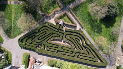 Hampton Court Palace maze aerial photo from drone