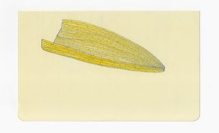 Sketch of a yellow boat-like item drawn against a yellow background