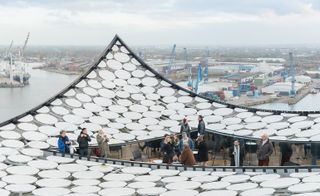 The roof terrace of the Elbphilharmonie opens up views across Hamburg.