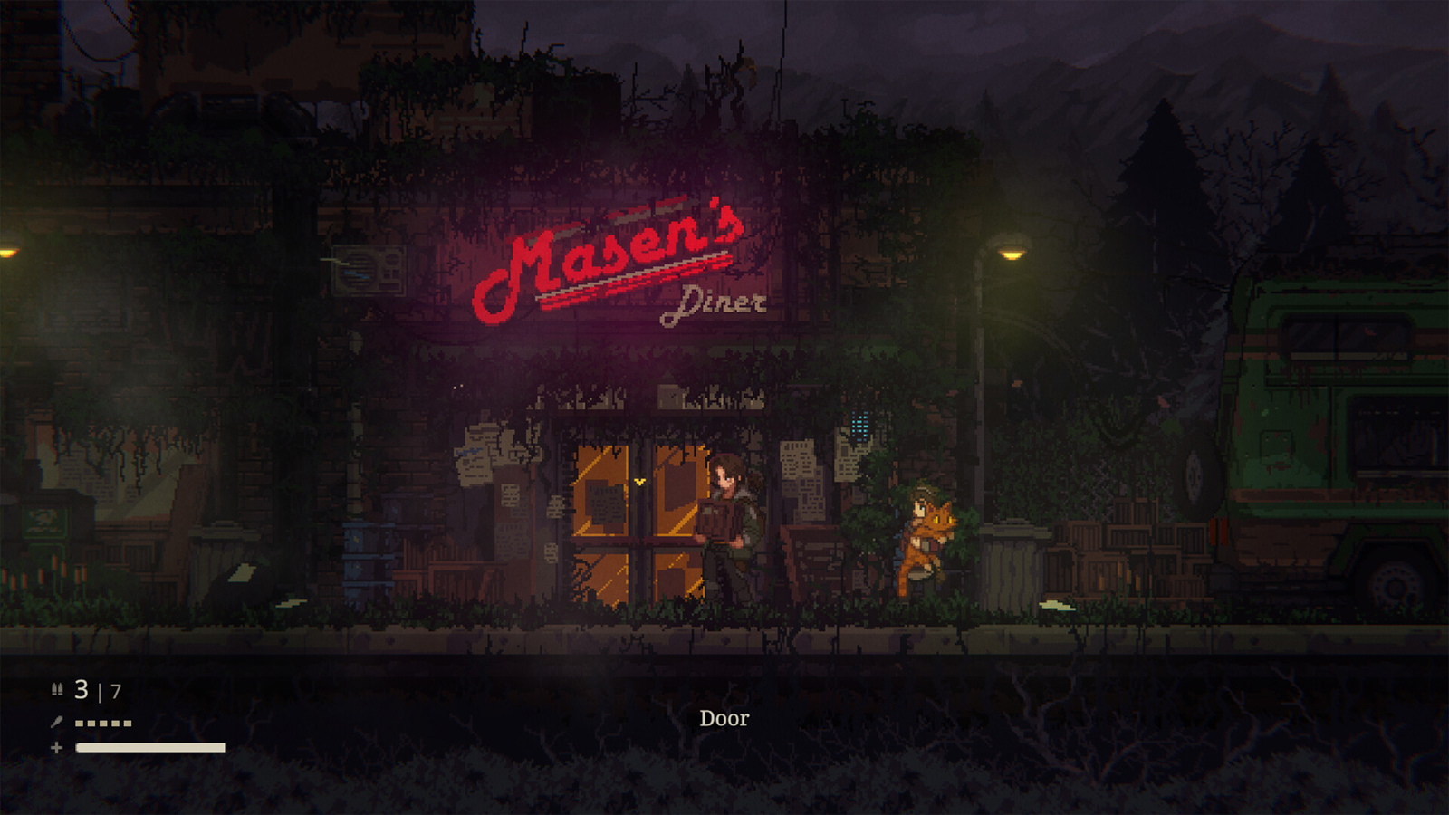 A screen for the game The Road of Dust and Sorrow showing a retro pixel art 2.5 D level