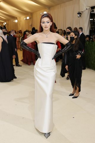 : Gigi Hadid attends The 2021 Met Gala Celebrating In America: A Lexicon Of Fashion at Metropolitan Museum of Art on September 13, 2021 in New York City