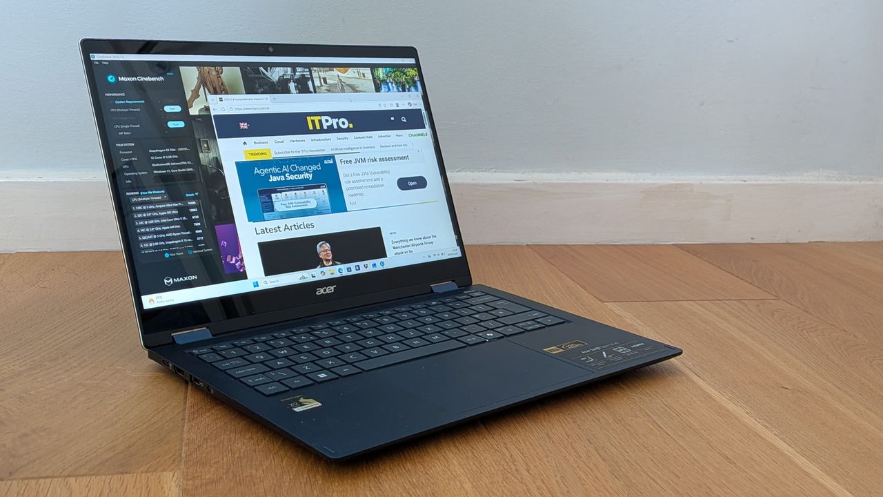The Acer Swift Spin 14 AI on a desk