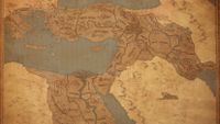 An in-development updated map artwork for Total War: Pharaoh's free update including the Aegean and Mesopotamia