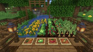 Minecraft mods - a variety of crops on display from the Farmer's Delight mod