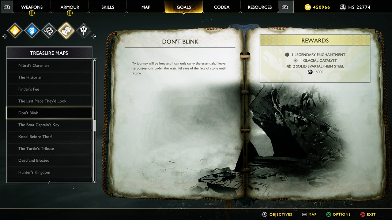 God of War treasure map: Don't Blink
