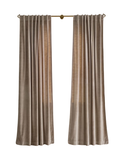 Washed Piped Velvet Curtain