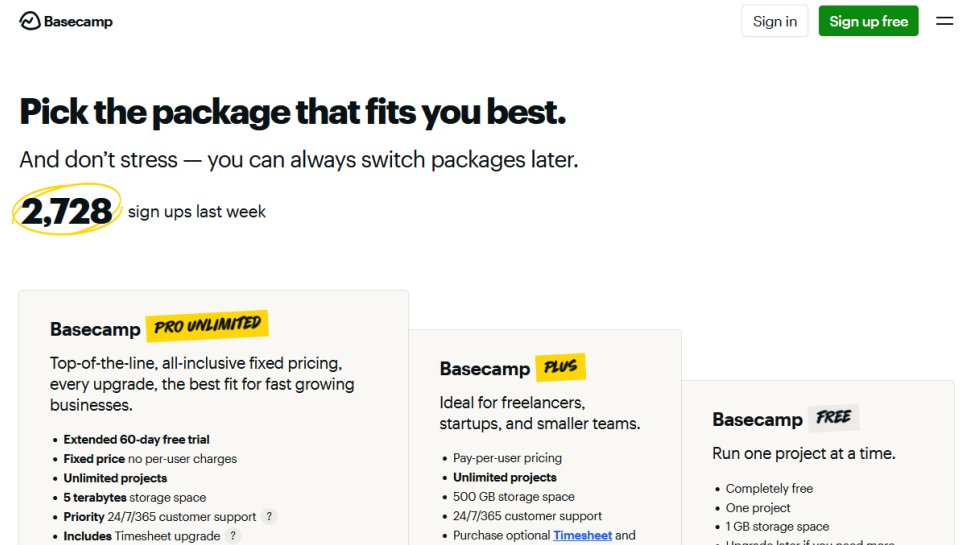Basecamp website screenshot (June 2025).