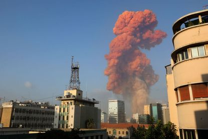 Smoke from the explosion in Beirut.