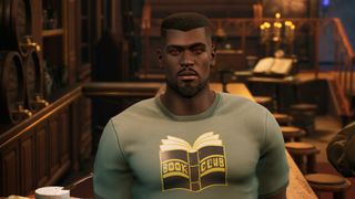 Blade wears a Book Club t-shirt