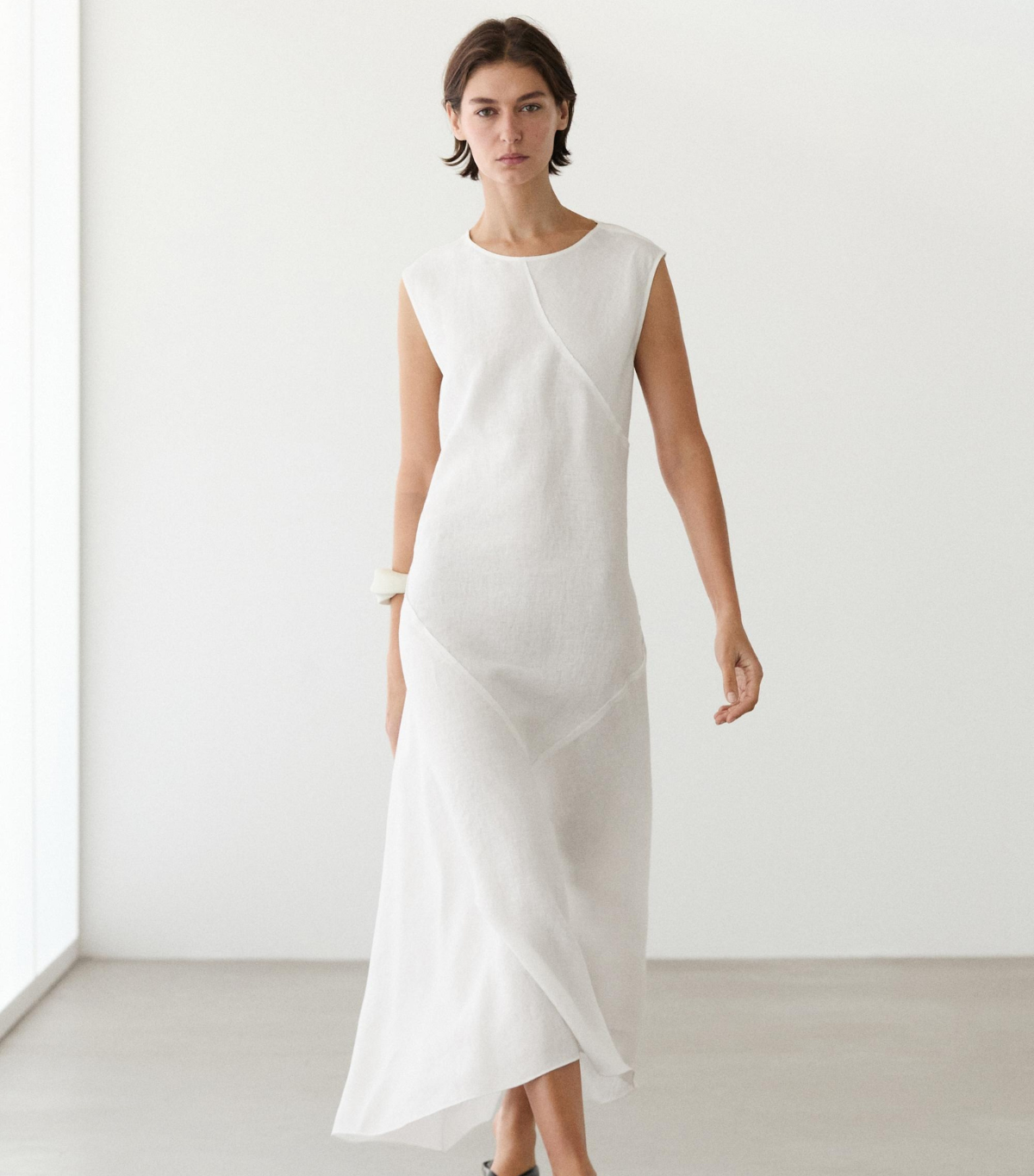 Massimo Dutti, Flowing 100% Linen Midi Dress
