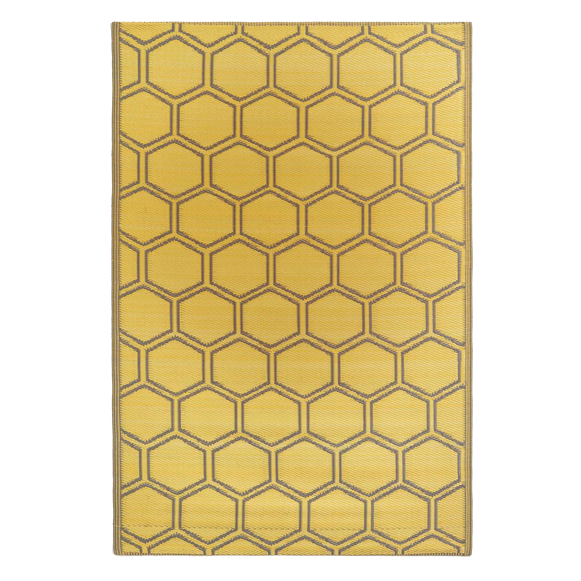 Yellow Outdoor Rug with Honeycomb Pattern by Homescapes