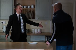 Stuart Highway and Callum Highway argue in EastEnders