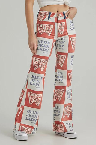 patterned flare jeans 