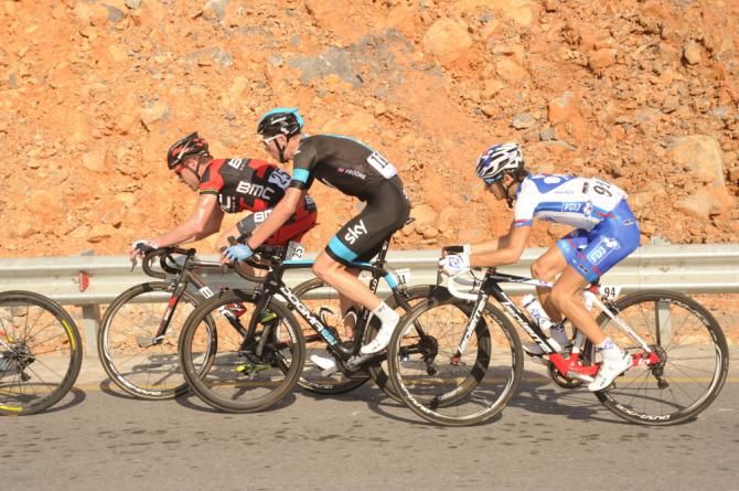 Cadel Evans in the lead group with Chris Froome and Kenny Elissonde