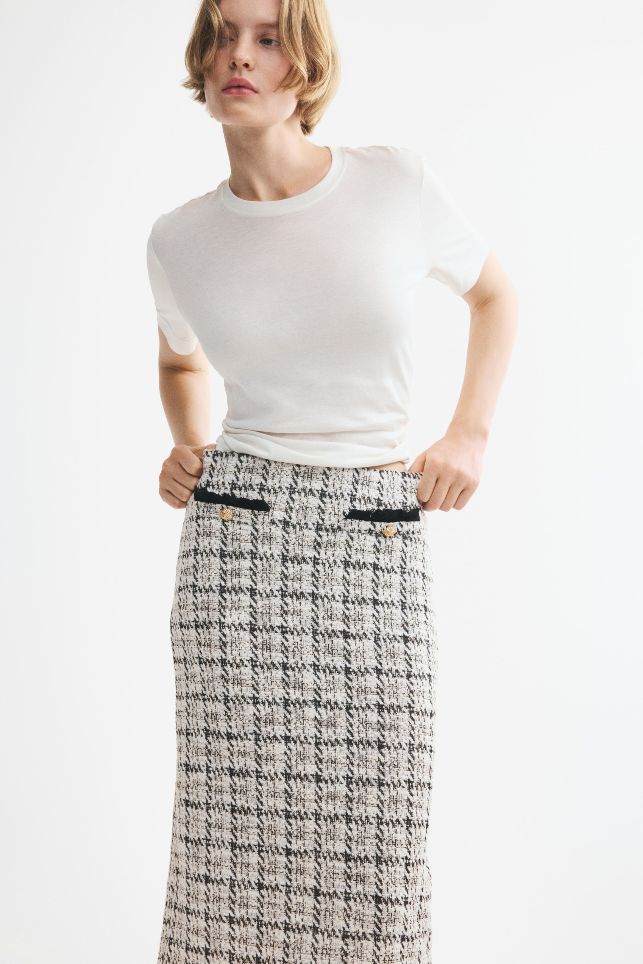 Fringed Boucl&amp;eacute;-Knit Skirt