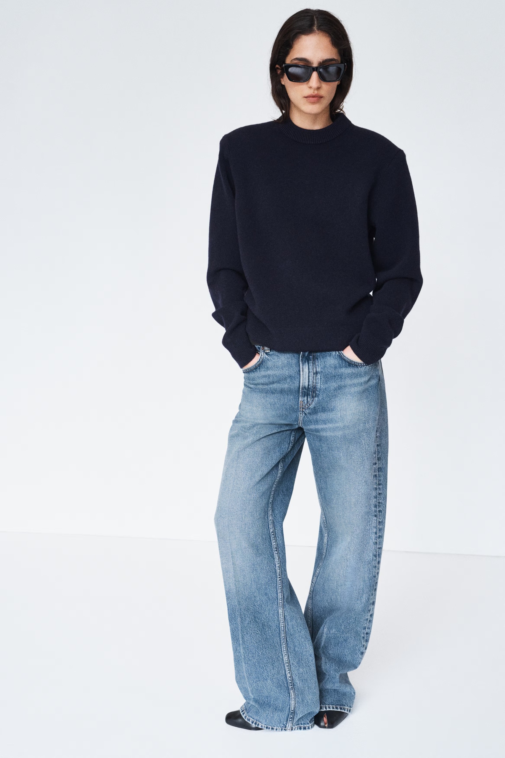 H&amp;amp;M, Wide Crease-Leg Jeans