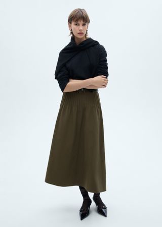 Flared Skirt With Pleated Detail - Women | Mango United Kingdom