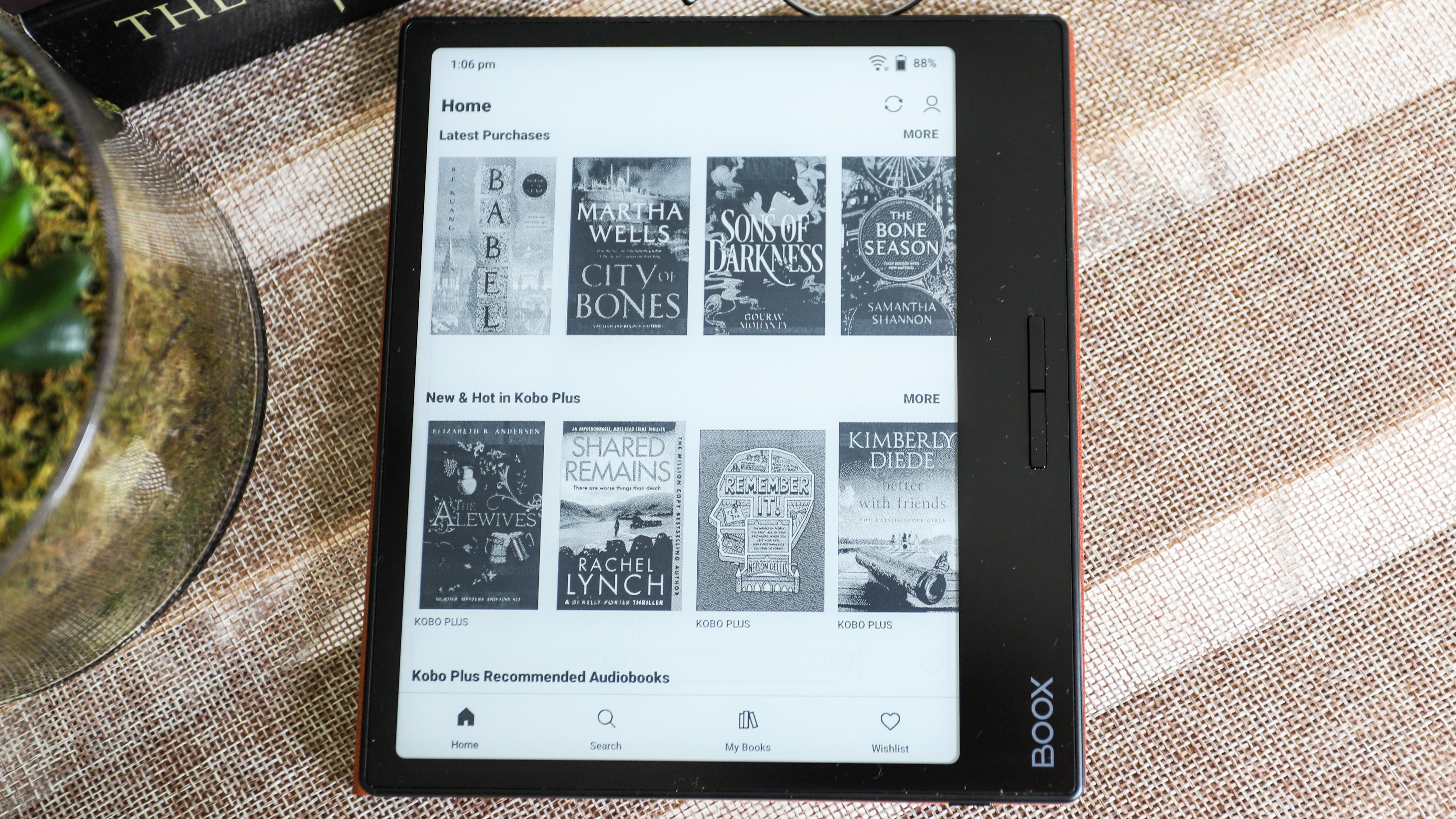 Within the Kobo app on the Onyx Boox Page