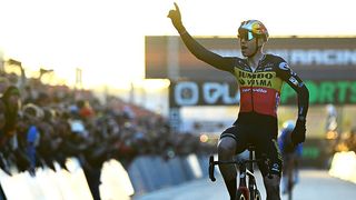 Wout van Aert winning at Heusden-Zolder cyclocross race