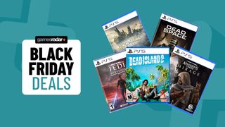 PS5 games on a blue background with Black Friday deals badge