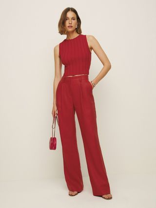 Alex Mid Rise Linen Pant