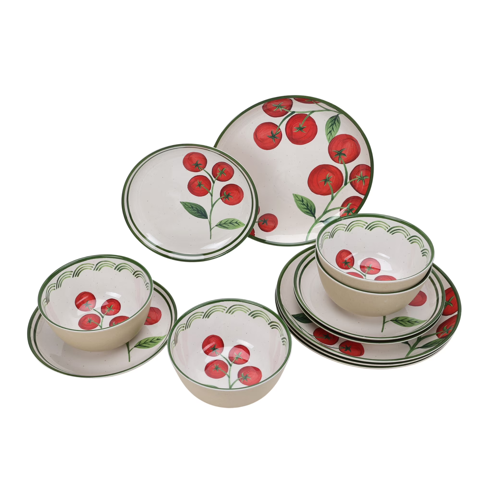 a tomato-themed dinnerware set