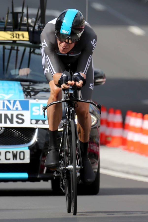 Bradley Wiggins (Sky) in the Liege prologue.