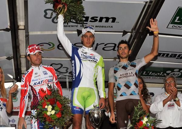 GP Industria &amp; Commercio di Prato podium (l-r): Luca Paolini, Peter Sagan and Matteo Montaguti