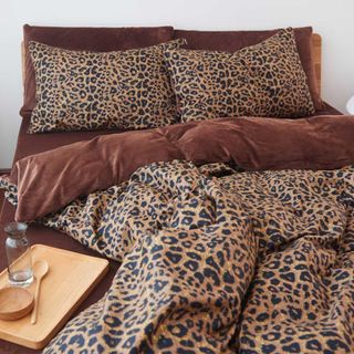 Brown Leopard Print Luxury Velvet Duvet Covers