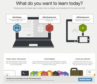 Treehouse's homepage has a has a clear, simple and almost-but-not-quite minimalist feel