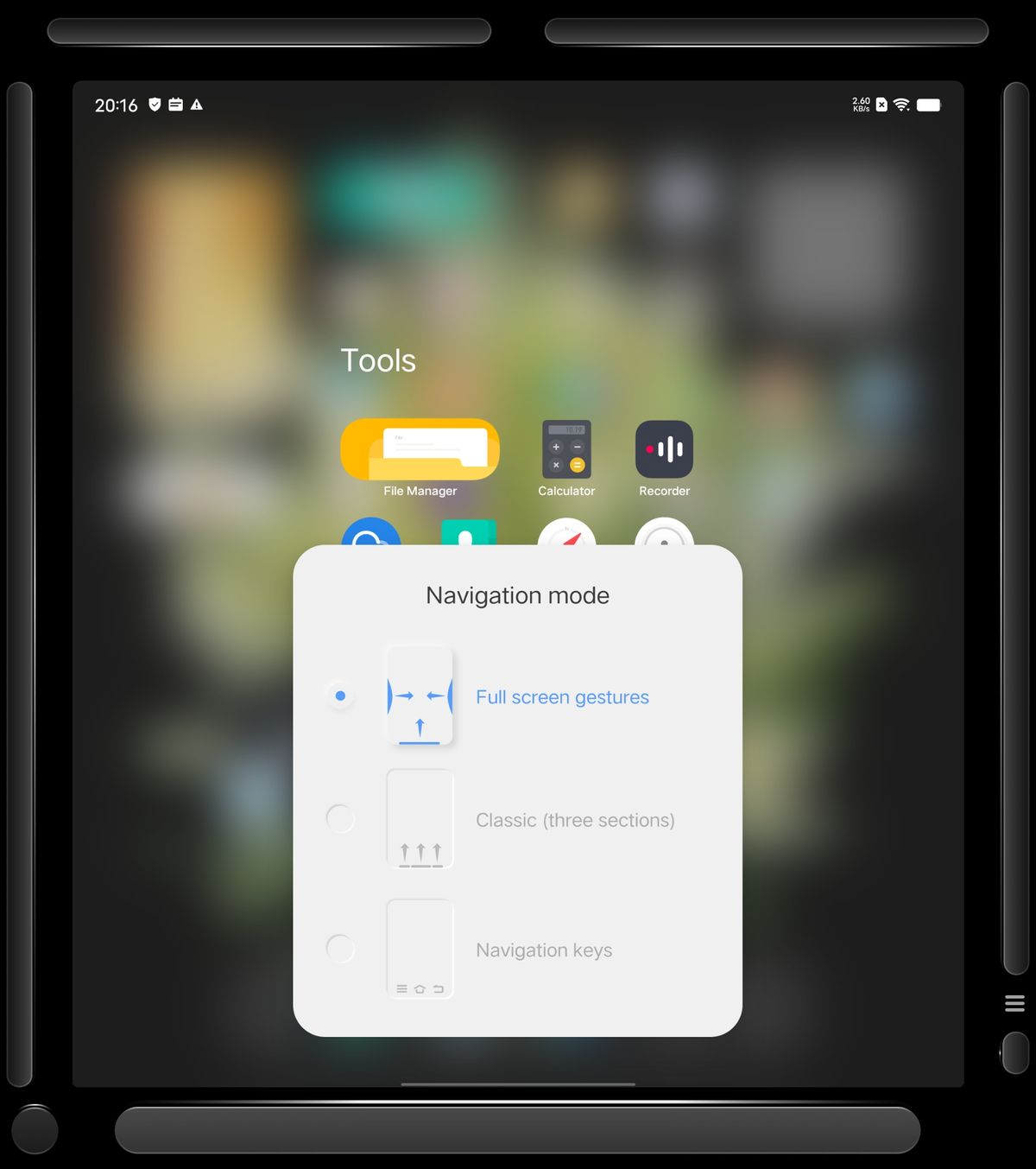 Customizing the navigation swipe areas on the Vivo X Fold