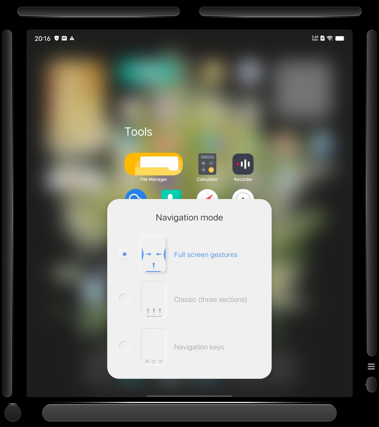 Customizing the navigation swipe areas on the Vivo X Fold