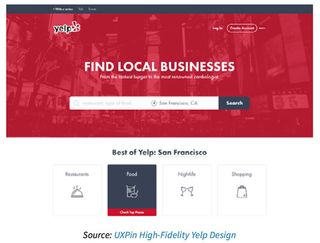 A high fidelity prototype that reimagines the Yelp homepage