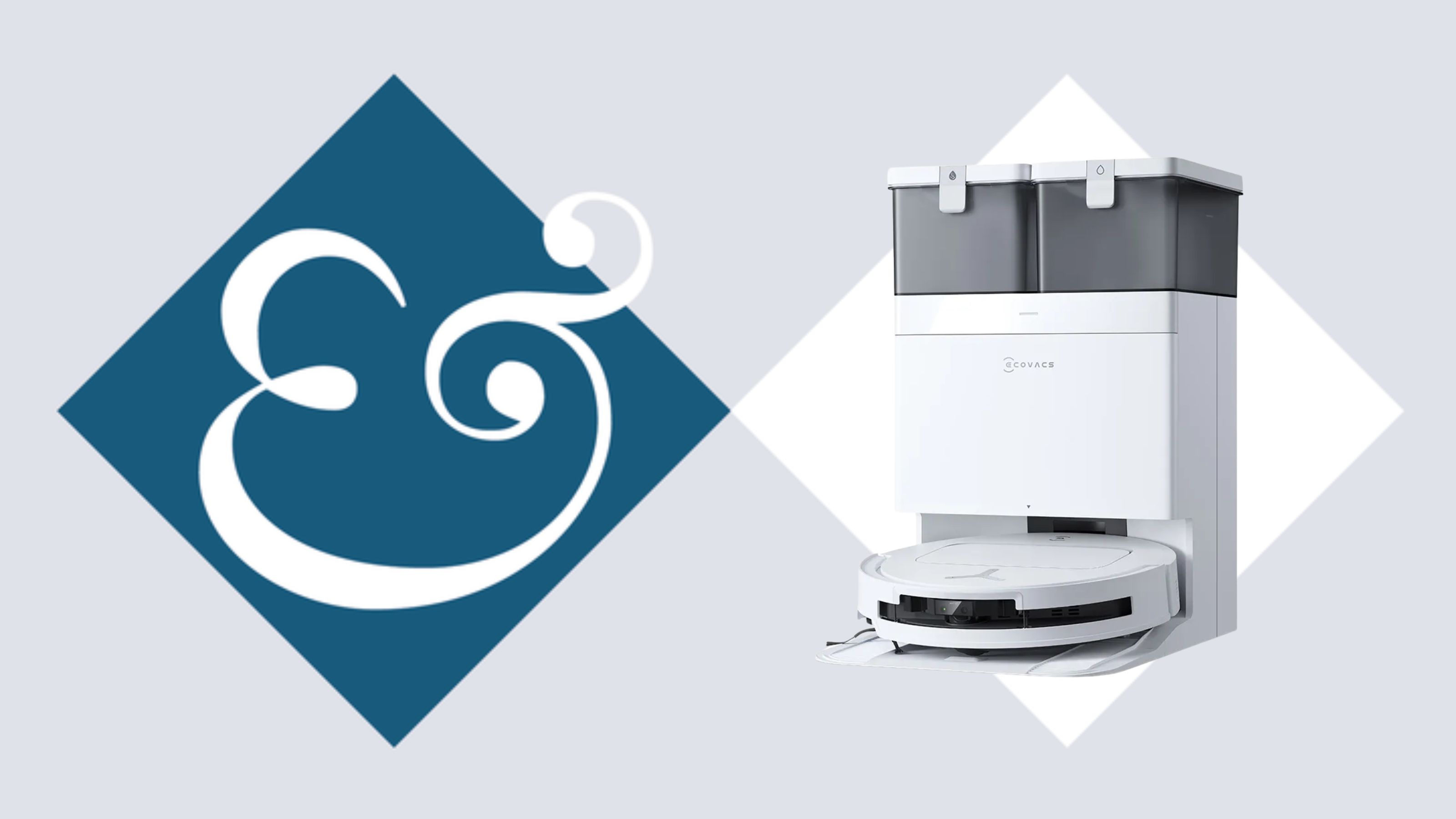 Image of the Ecovacs Deebot T50 Pro Omni Robot Vacuum on a Homes &amp; Gardens logo template design
