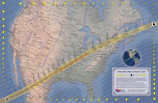 The next total solar eclipse to cross the United States will occur on April 8, 2024. This map by cartographer Michael Zeiler of GreatAmericanEclipse.com shows the path of the moon's shadow across the U.S.