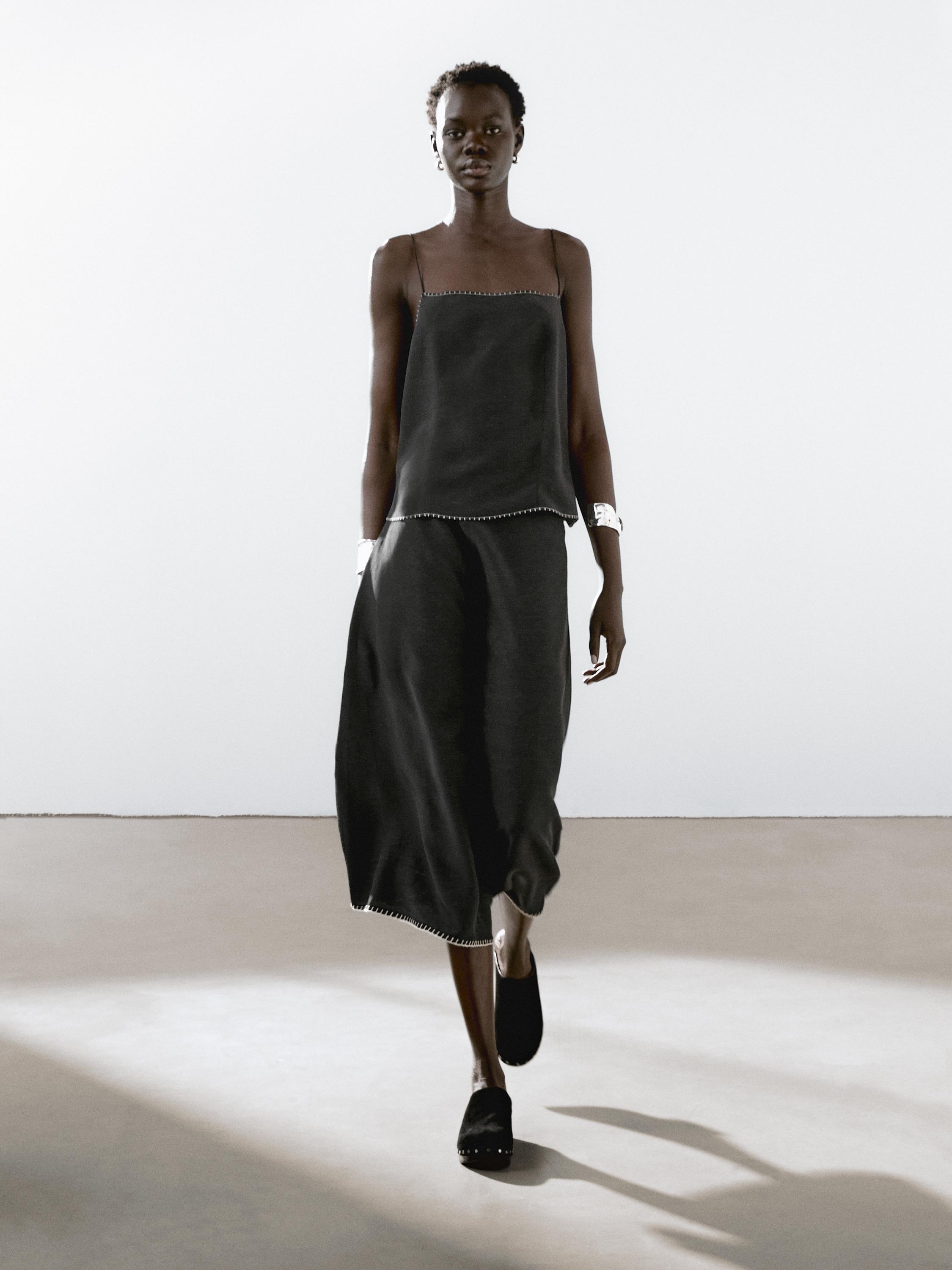 Massimo Dutti, Strappy Top With Contrast Topstitching