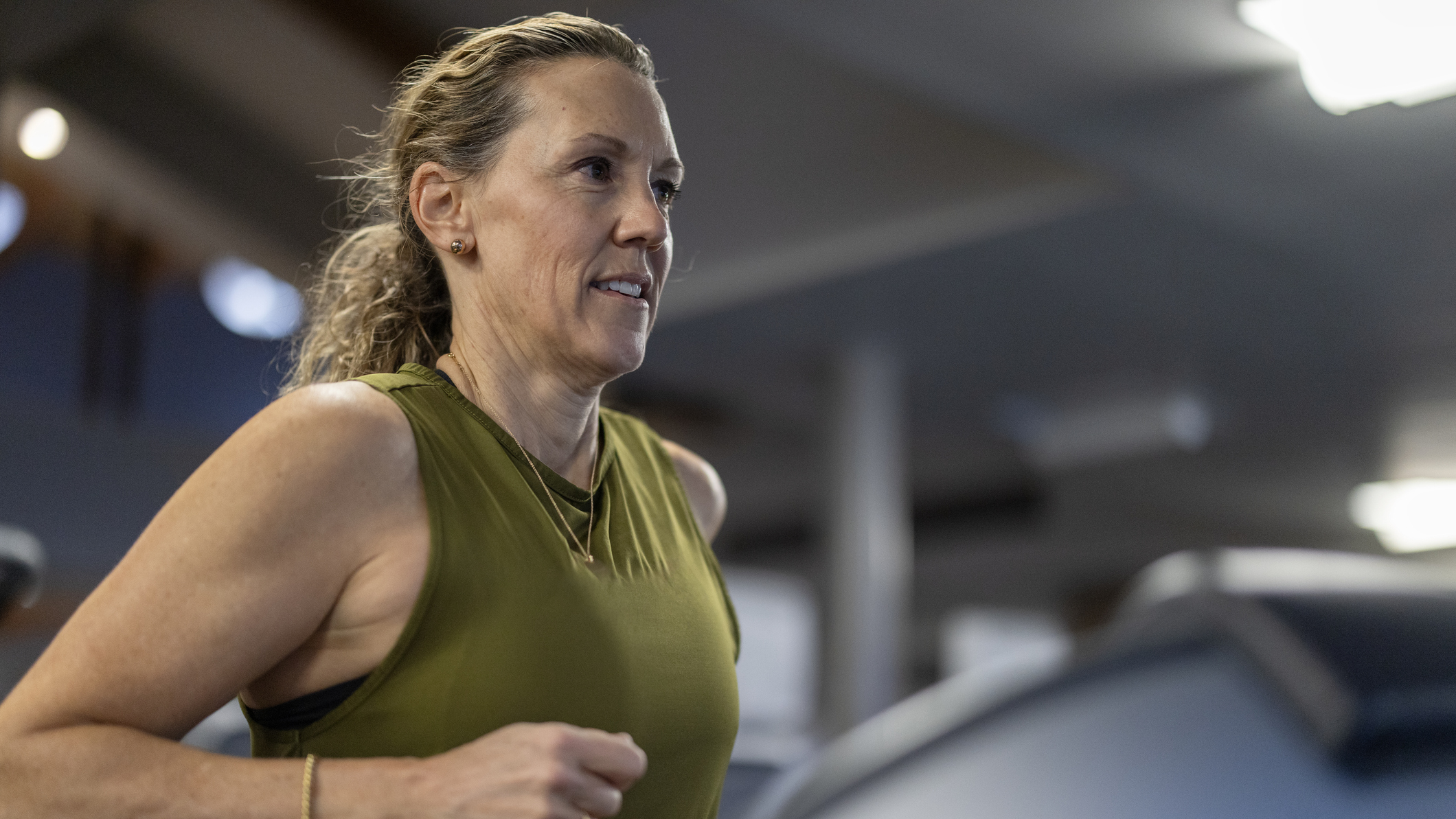 Woman running on treadmill