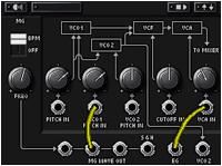 The synths can be patched using virtual cables.